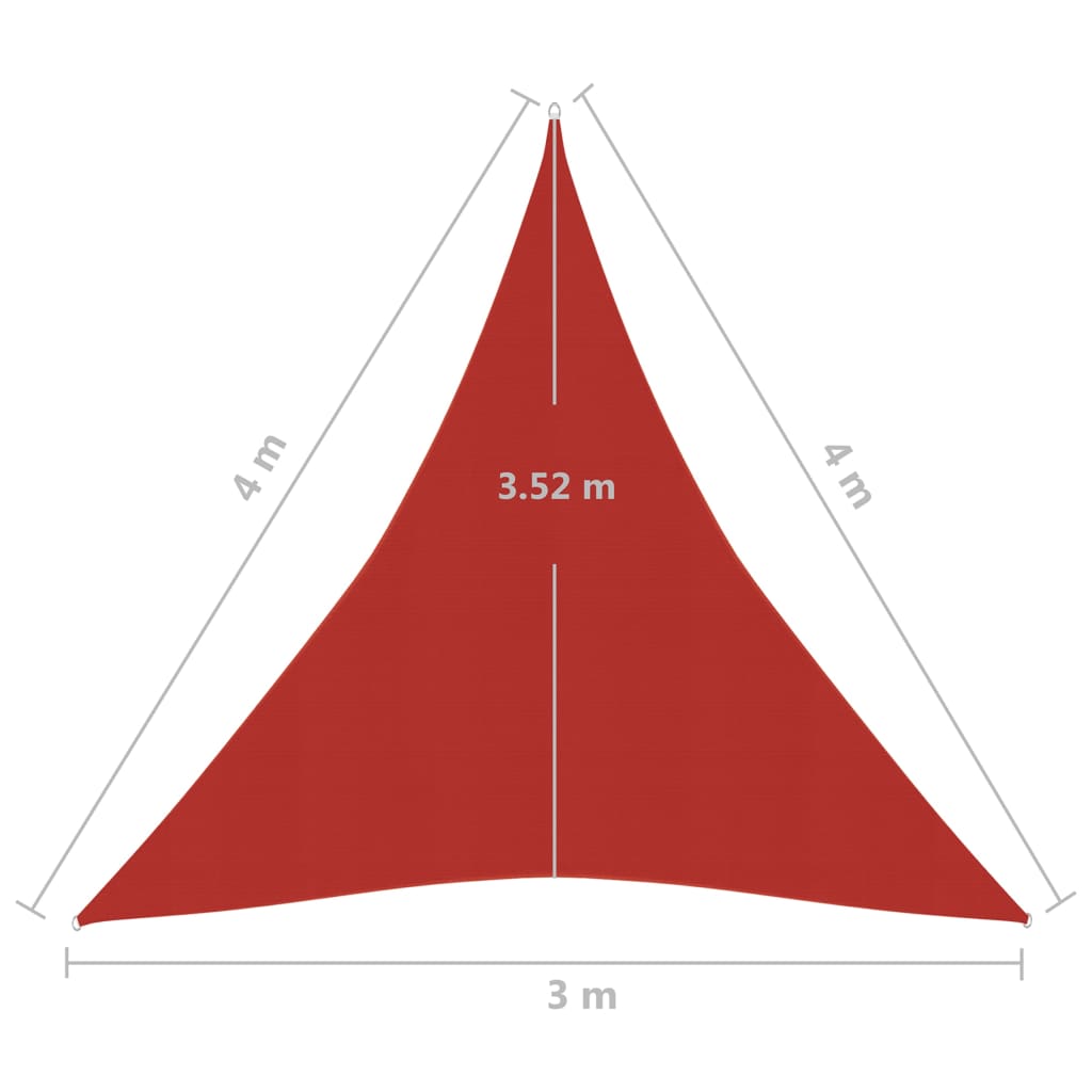 vidaXL Πανί Σκίασης Κόκκινο 3 x 4 x 4 μ. από HDPE 160 γρ./μ²