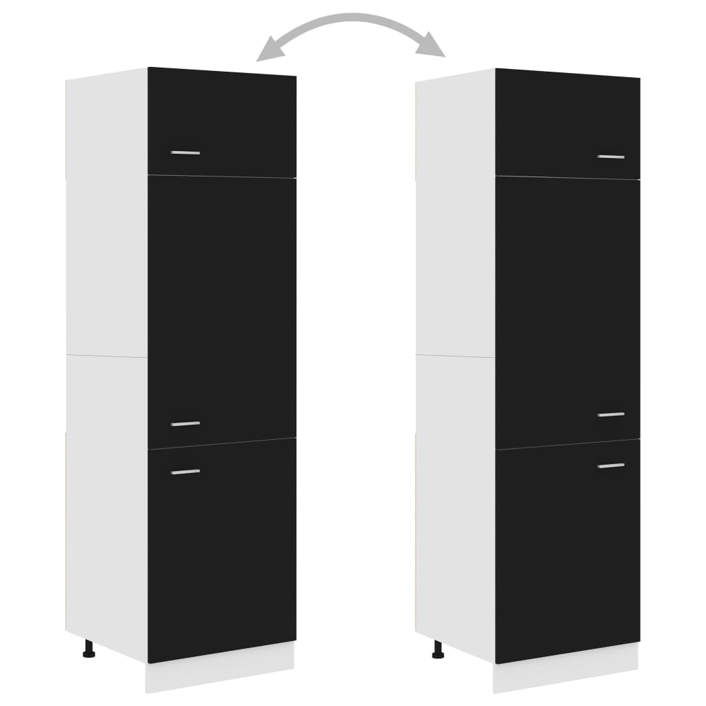 vidaXL Ντουλάπι Ψυγείου Μαύρο 60x57x207 εκ. από Μοριοσανίδα