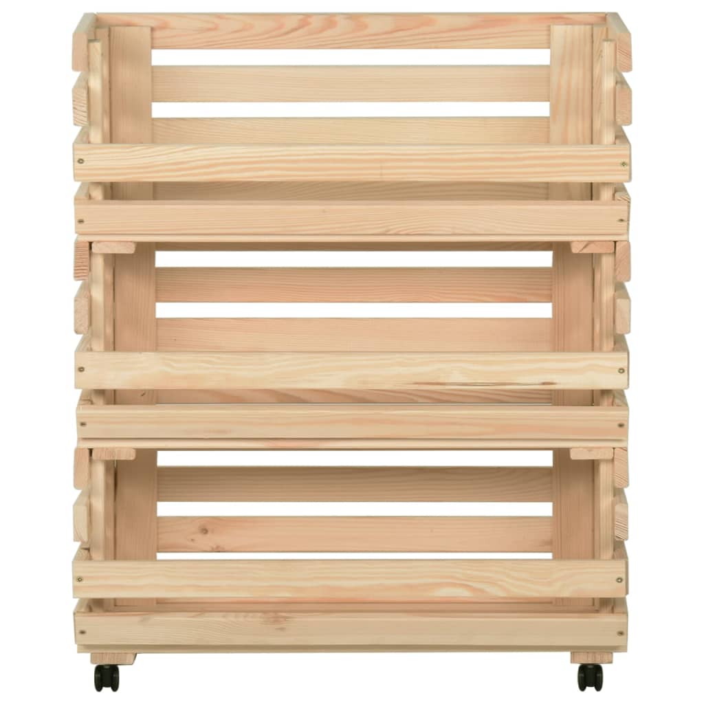 vidaXL Τρόλεϊ Λαχανικών 77 x 30 x 80 εκ. από Μασίφ Ξύλο Πεύκου