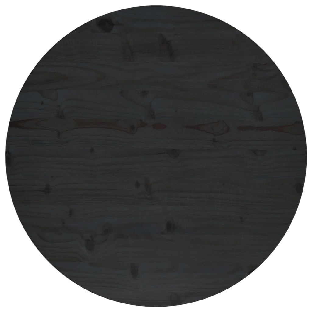 vidaXL Επιφάνεια Τραπεζιού Μαύρη Ø70 x 2,5 εκ. από Μασίφ Ξύλο Πεύκου