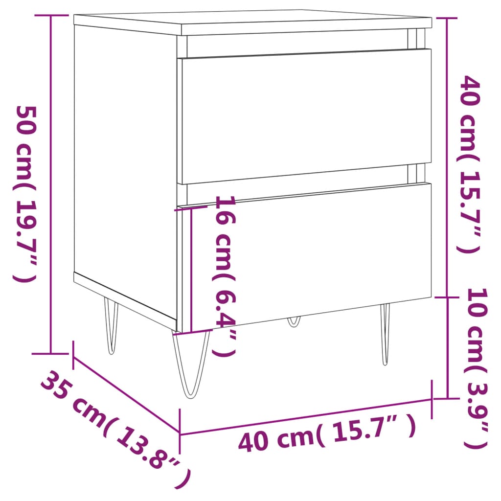 vidaXL Κομοδίνο Γκρι Sonoma 40 x 35 x 50 εκ. από Επεξεργασμένο Ξύλο
