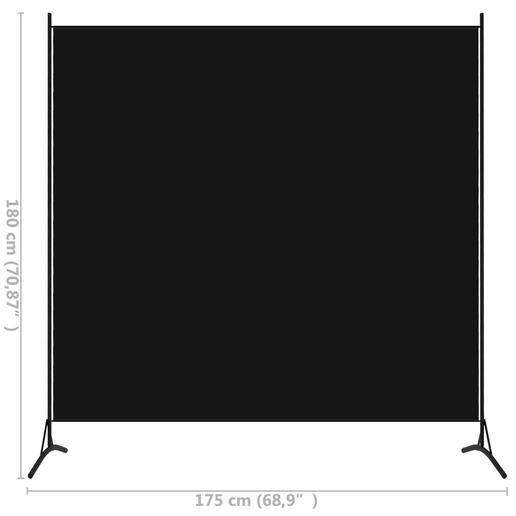 vidaXL Διαχωριστικό Δωματίου Μαύρο 175 x 180 εκ. Υφασμάτινο