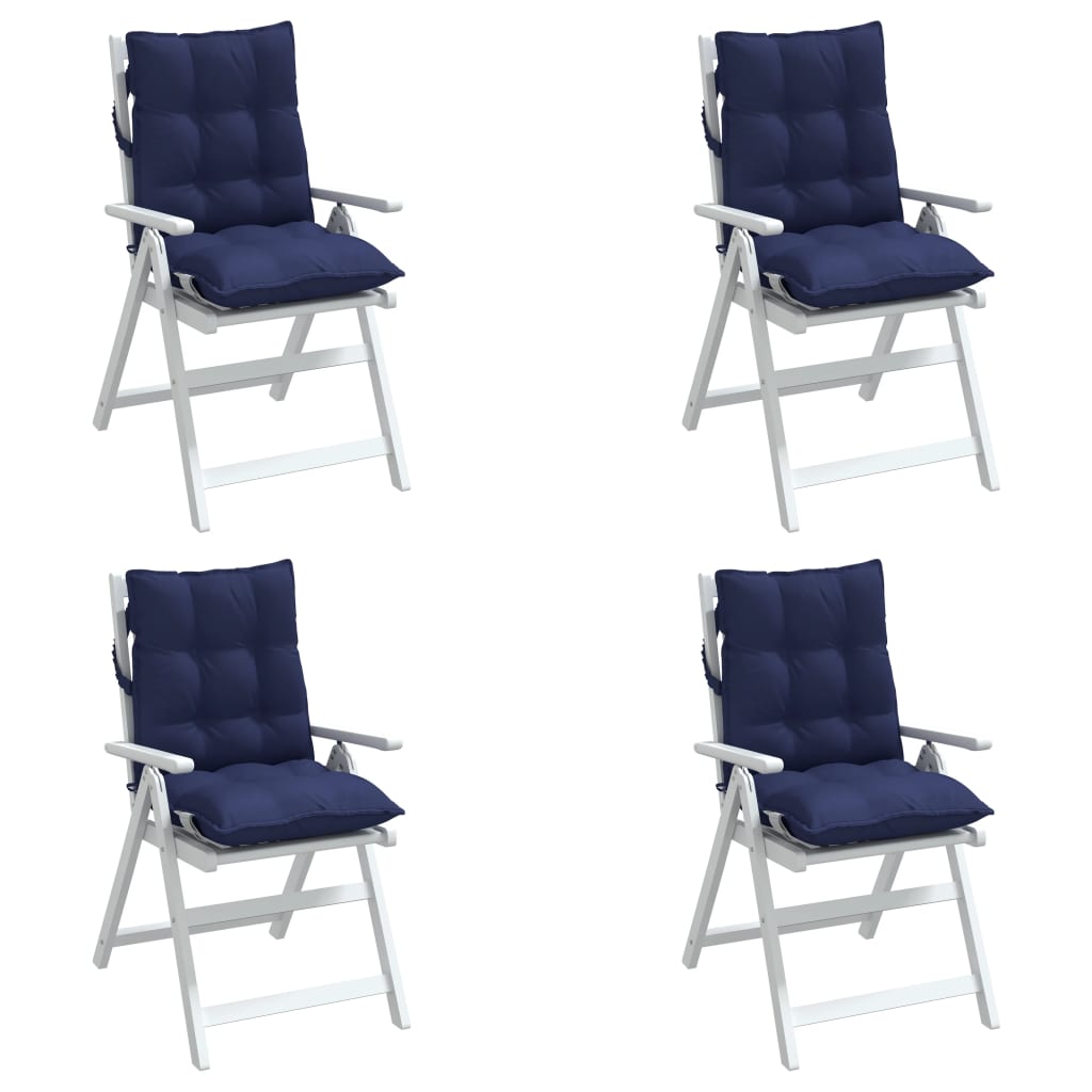 vidaXL Μαξιλάρια Καρέκλας Χαμηλή 4 τεμ. Ναυτικό Μπλε Ύφασμα Oxford