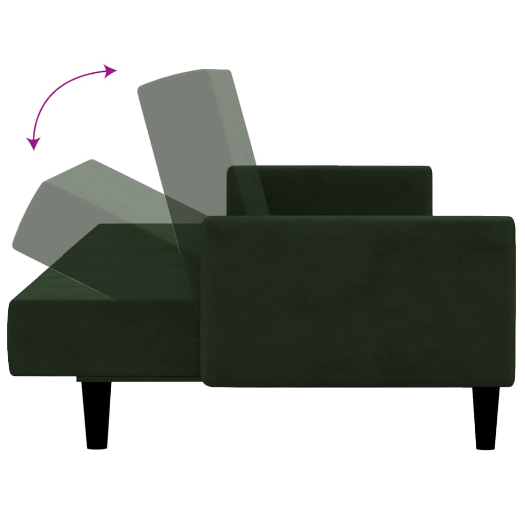 vidaXL Καναπές Κρεβάτι Διθέσιος Σκούρο Πράσινο Βελούδινος