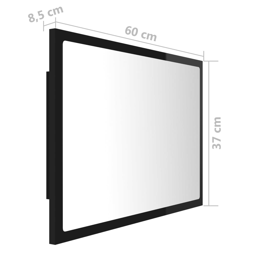 vidaXL Καθρέφτης Μπάνιου με LED Γυαλ. Μαύρο 60x8,5x37 εκ. Ακρυλικός