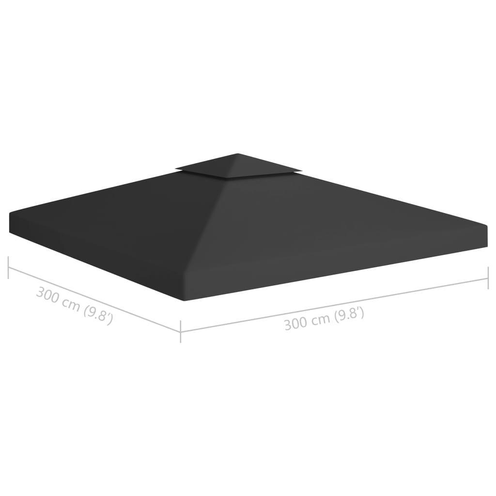 vidaXL Κάλυμμα για Κιόσκι 2 Επιπέδων Μαύρο 3 x 3 μ. 310 γρ./μ²