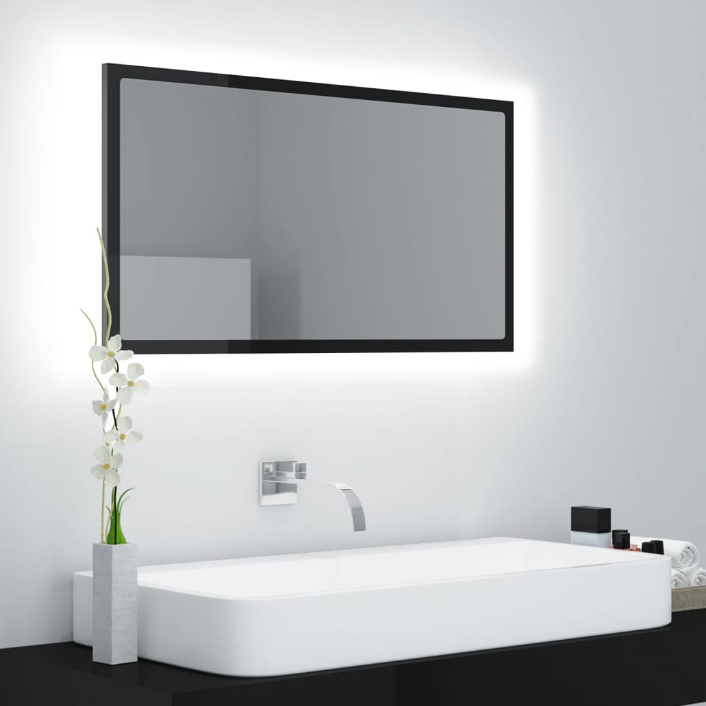 vidaXL Καθρέφτης Μπάνιου με LED Γυαλ. Μαύρο 80x8,5x37 εκ. Ακρυλικός