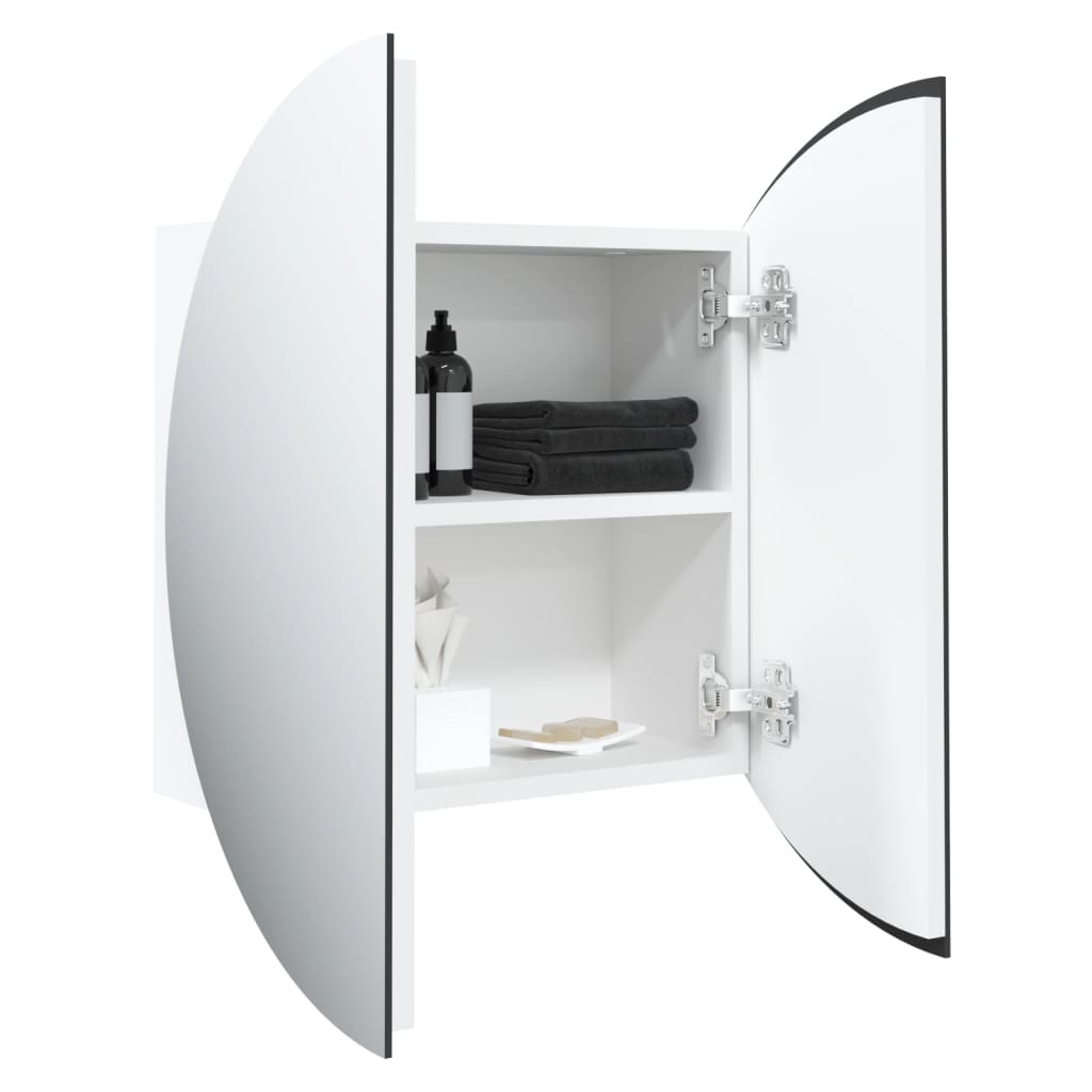 vidaXL Ντουλάπι Μπάνιου με Στρογγυλό Καθρέφτη&LED Λευκό 40x40x17,5 εκ.
