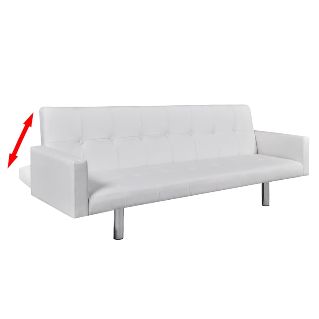 vidaXL Καναπές - Κρεβάτι με Μπράτσα Λευκός από Συνθετικό Δέρμα