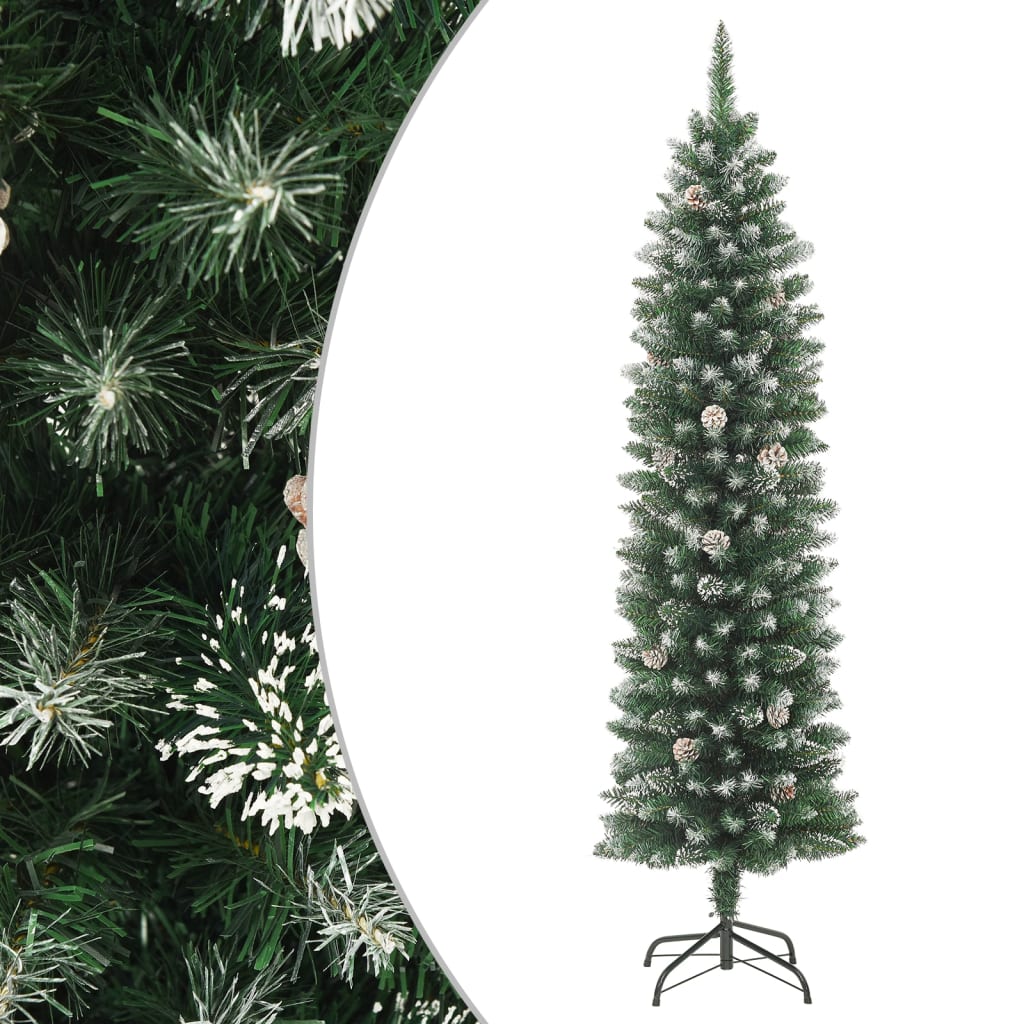 vidaXL Χριστουγεννιάτικο Δέντρο Τεχνητό Slim Με Βάση 210 εκ. από PVC