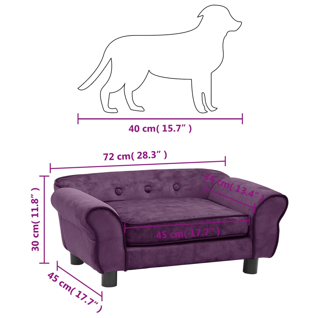 vidaXL Καναπές - Κρεβάτι Σκύλου Μπορντό 72 x 45 x 30 εκ. Βελουτέ