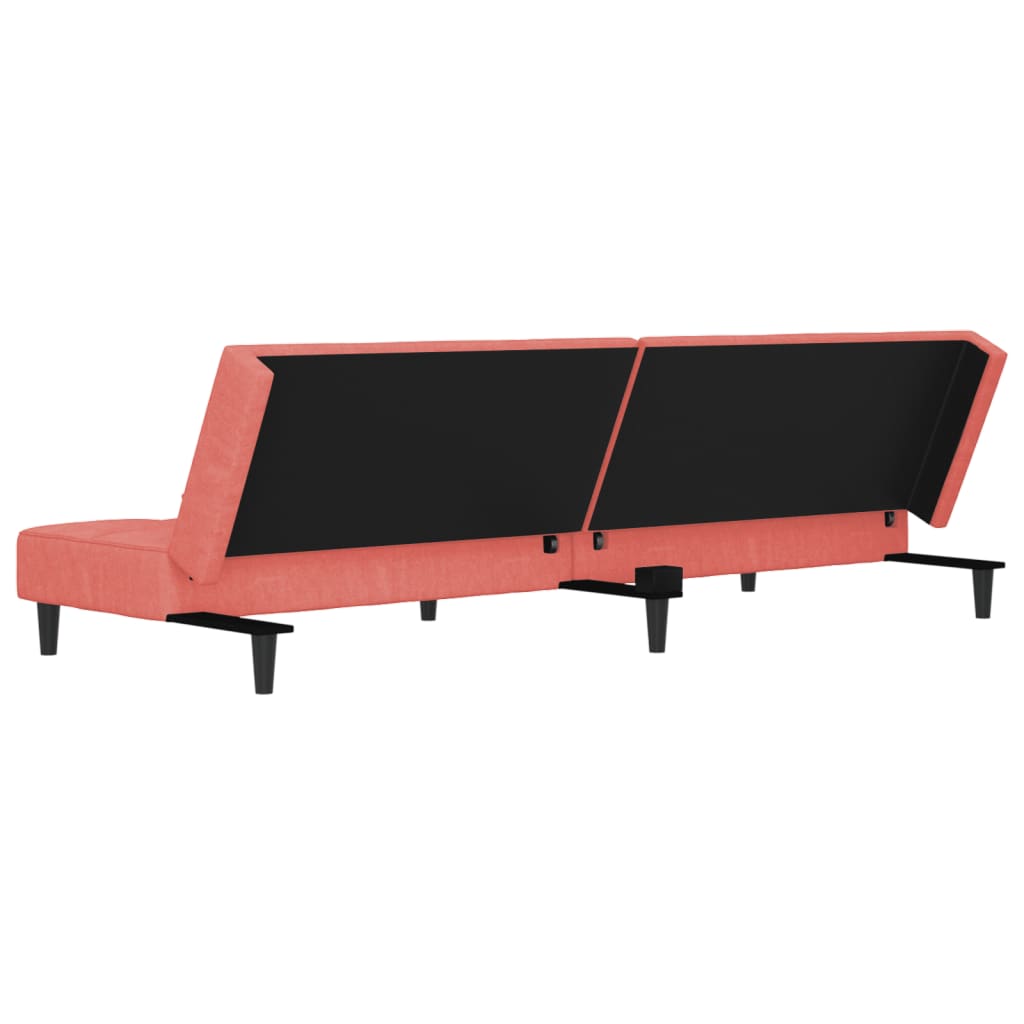 vidaXL Καναπές Κρεβάτι Διθέσιος Ροζ Βελούδινος με 2 Μαξιλάρια