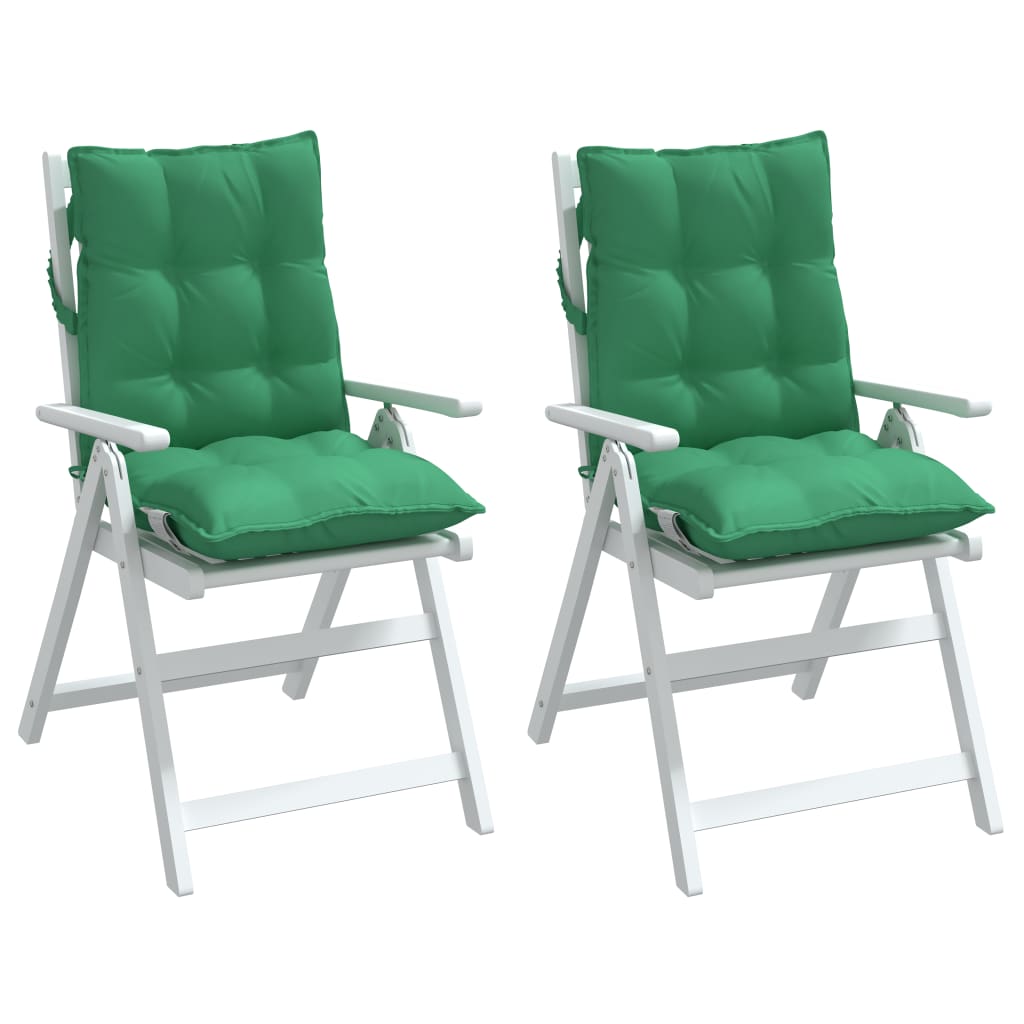 vidaXL Μαξιλάρια Καρέκλας Χαμηλή Πλάτη 2 τεμ. Πράσινο Ύφασμα Oxford
