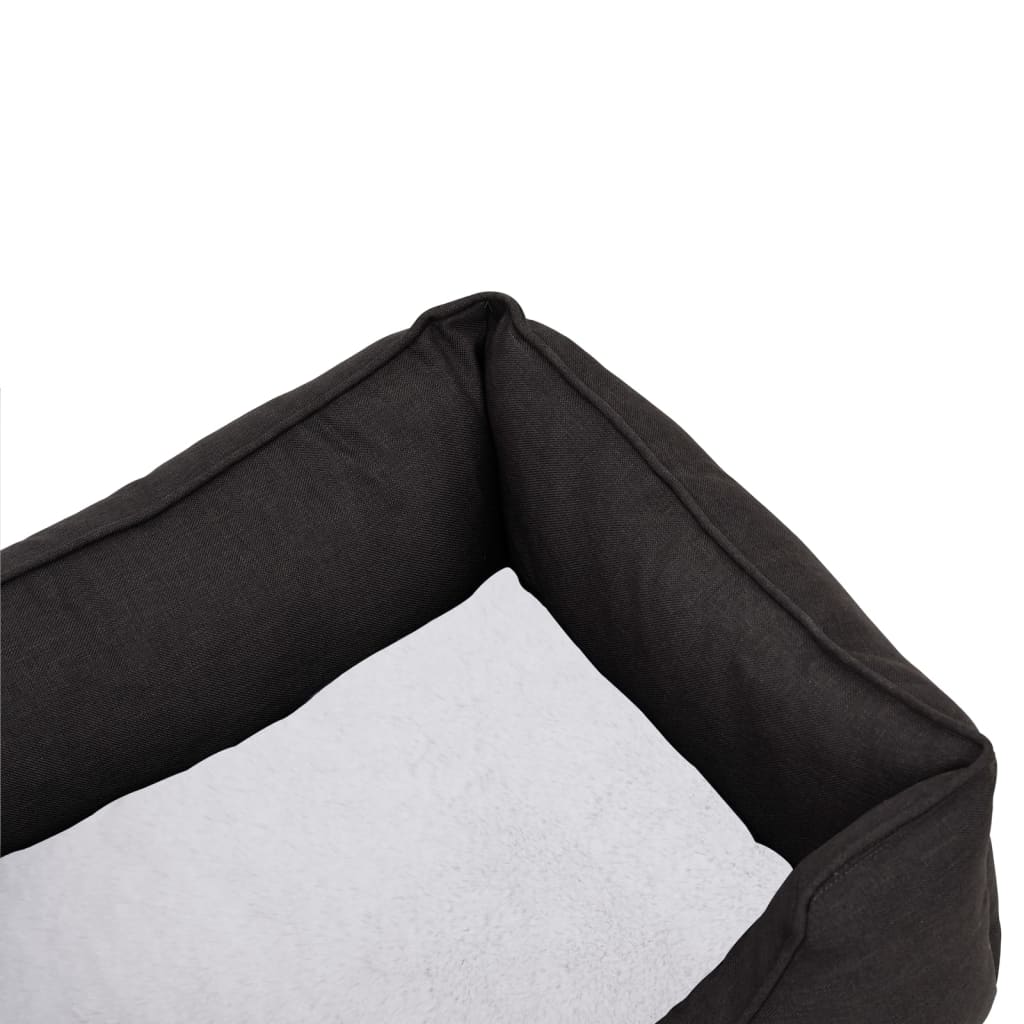 vidaXL Κρεβάτι Σκύλου Σκ. Γκρι/Λευκό 85,5 x 70 x 23 εκ. Όψη Λινού Φλις