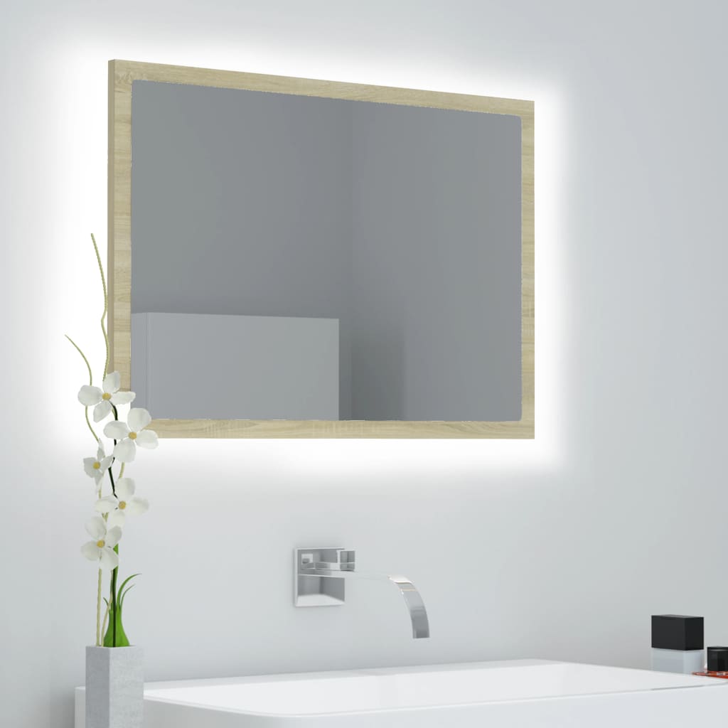 vidaXL Καθρέφτης Μπάνιου με LED Sonoma Δρυς 60x8,5x37 εκ. Ακρυλικός