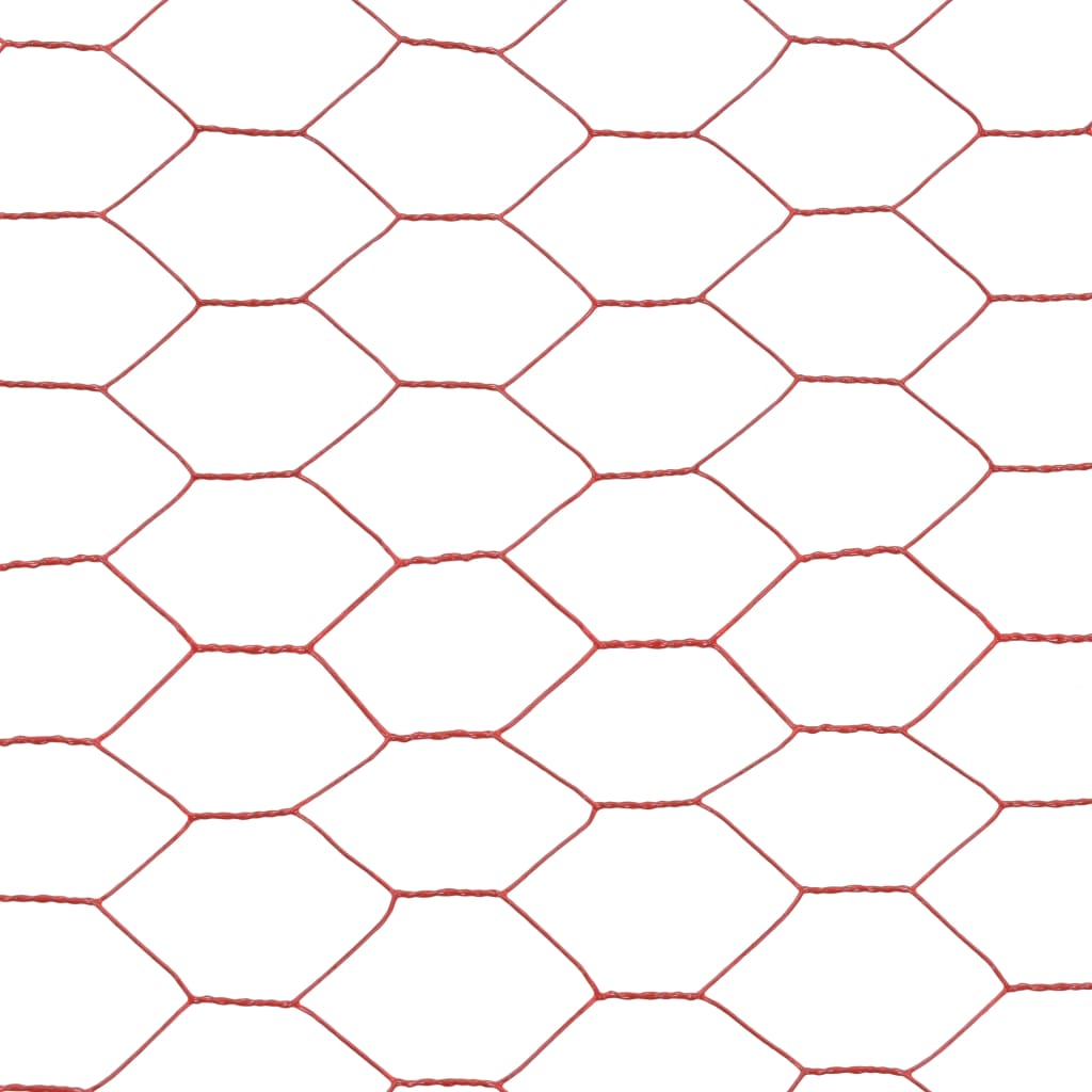 vidaXL Συρματόπλεγμα Εξάγωνο Κόκκινο 25 x 1 μ. Ατσάλι με Επικάλυψη PVC