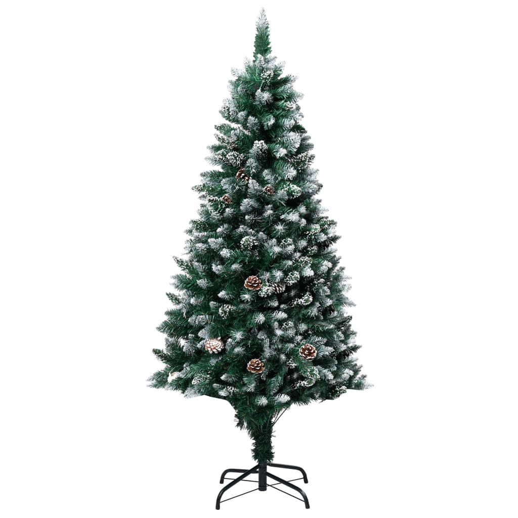 vidaXL Χριστουγεν. Δέντρο Τεχνητό 210εκ με LED/Κουκουνάρια/Λευκό Χιόνι