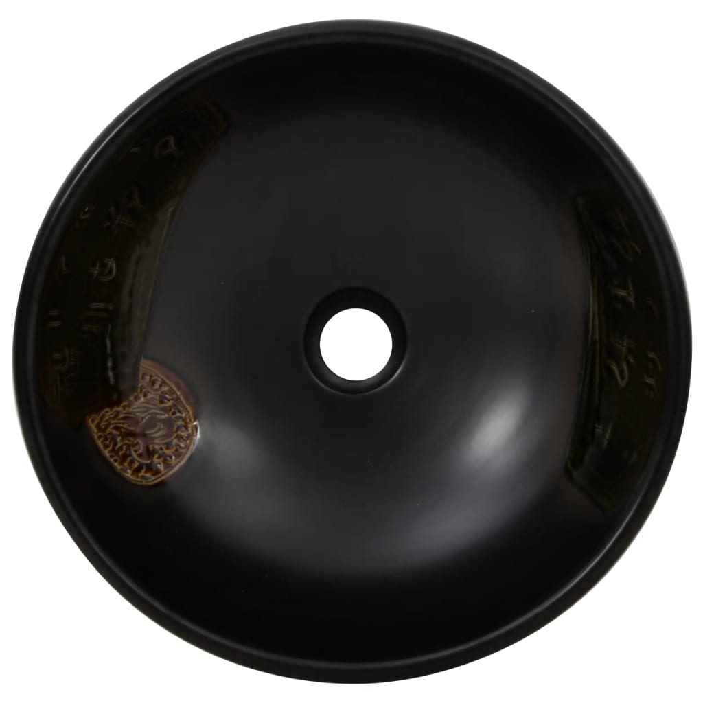 vidaXL Νιπτήρας Επικαθήμενος Στρογγυλός Μαύρος Φ41 x 14 εκ. Κεραμικός