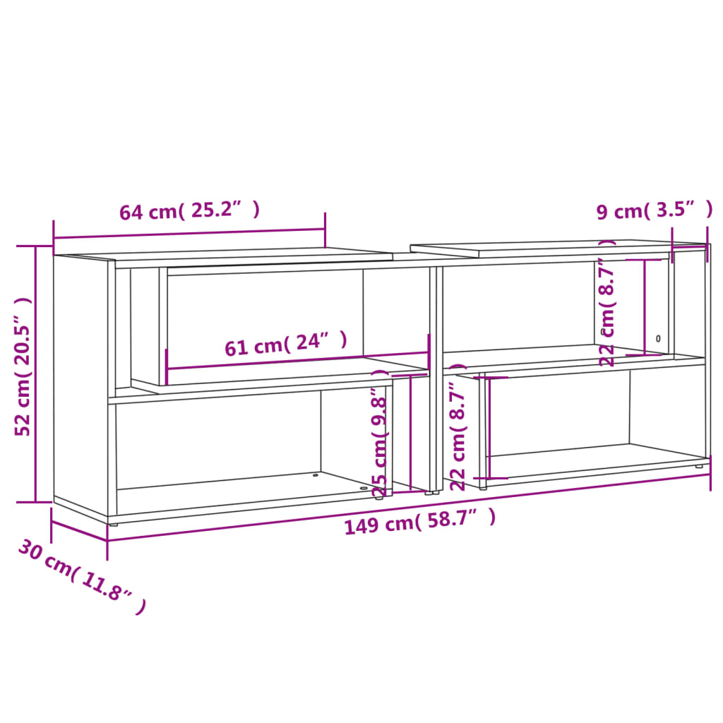 vidaXL Έπιπλο Τηλεόρασης Λευκό 149 x 30 x 52 εκ. από Μοριοσανίδα