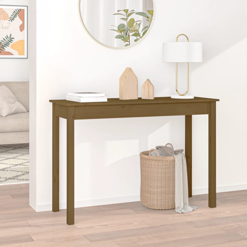 vidaXL Τραπέζι κονσόλα Καφέ μελί 110x40x75 εκ. Μασίφ Ξύλο Πεύκου
