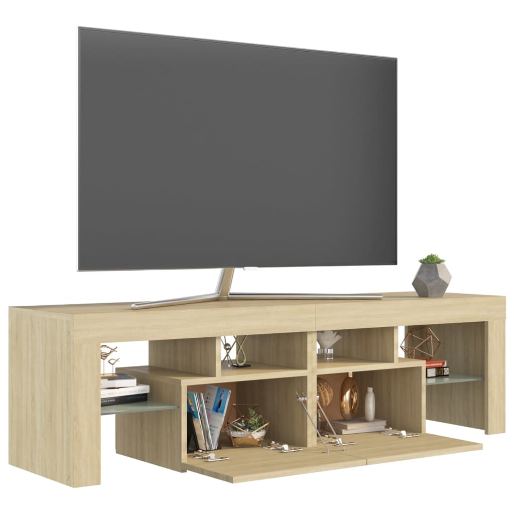 vidaXL Έπιπλο Τηλεόρασης με LED Sonoma Δρυς 140 x 36,5 x 40 εκ.