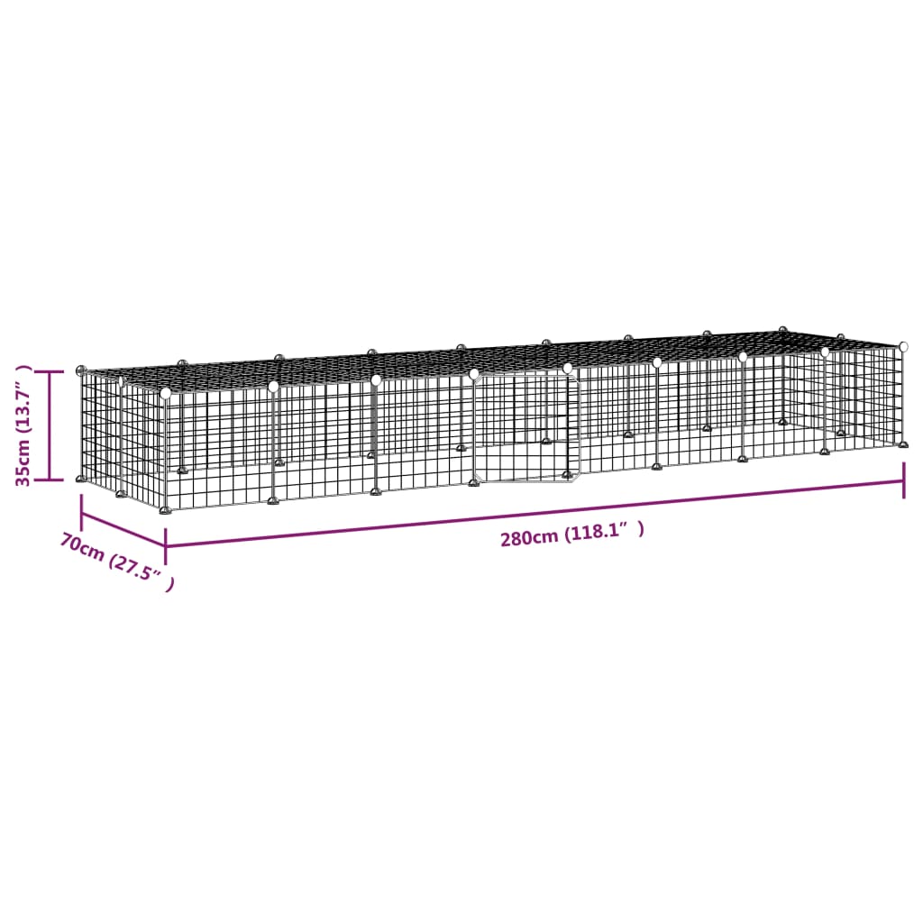 vidaXL Κλουβί Κατοικίδιων με 36 Πάνελ + Πόρτα Μαύρο 35 x 35εκ Ατσάλινο
