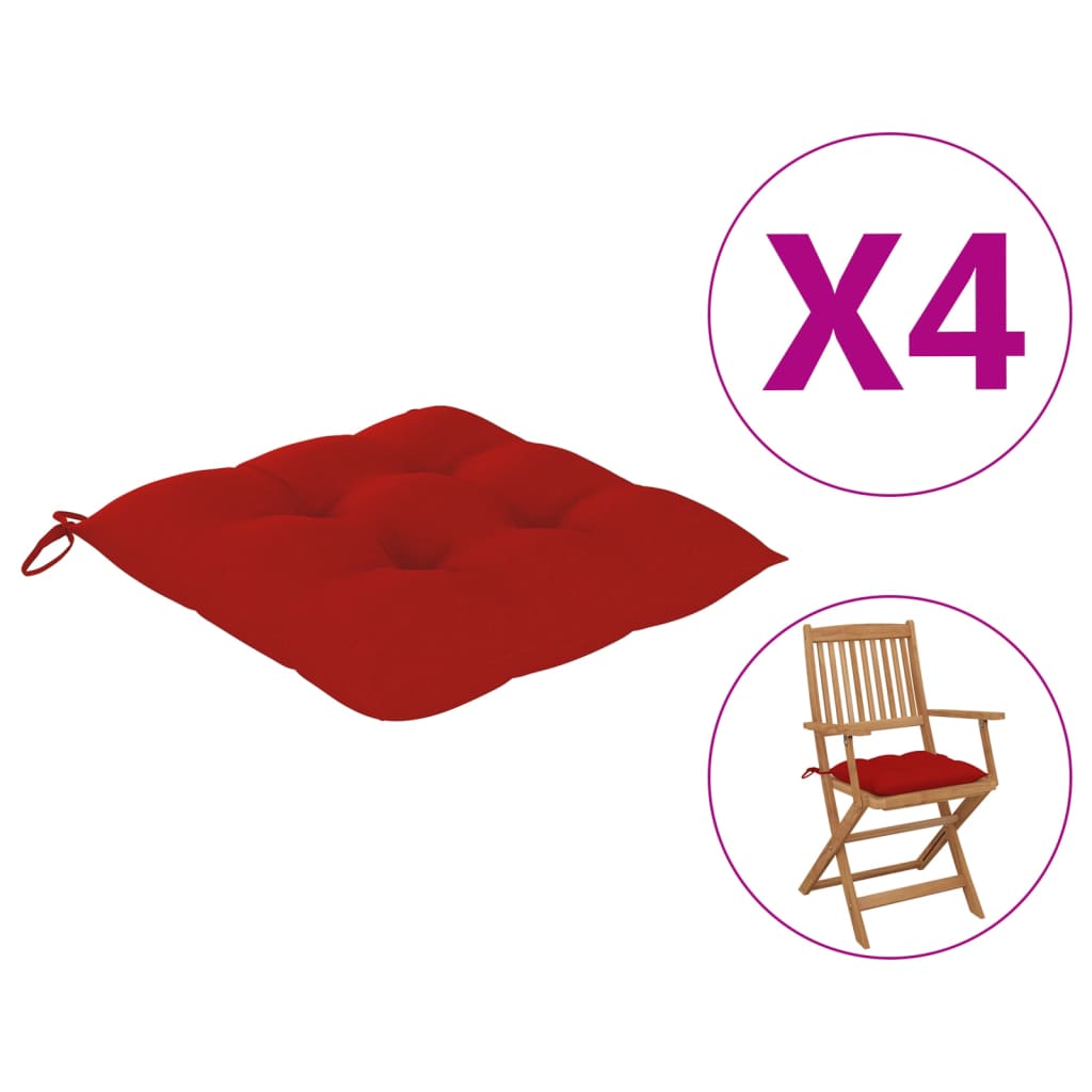 vidaXL Μαξιλάρια Καρέκλας 4 τεμ. Κόκκινα 40 x 40 x 8 εκ.