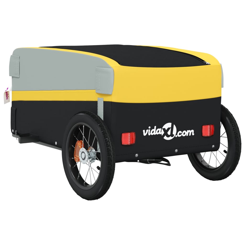 vidaXL Τρέιλερ Ποδηλάτου Μαύρο και Κίτρινο 30 Κιλά από Σίδερο