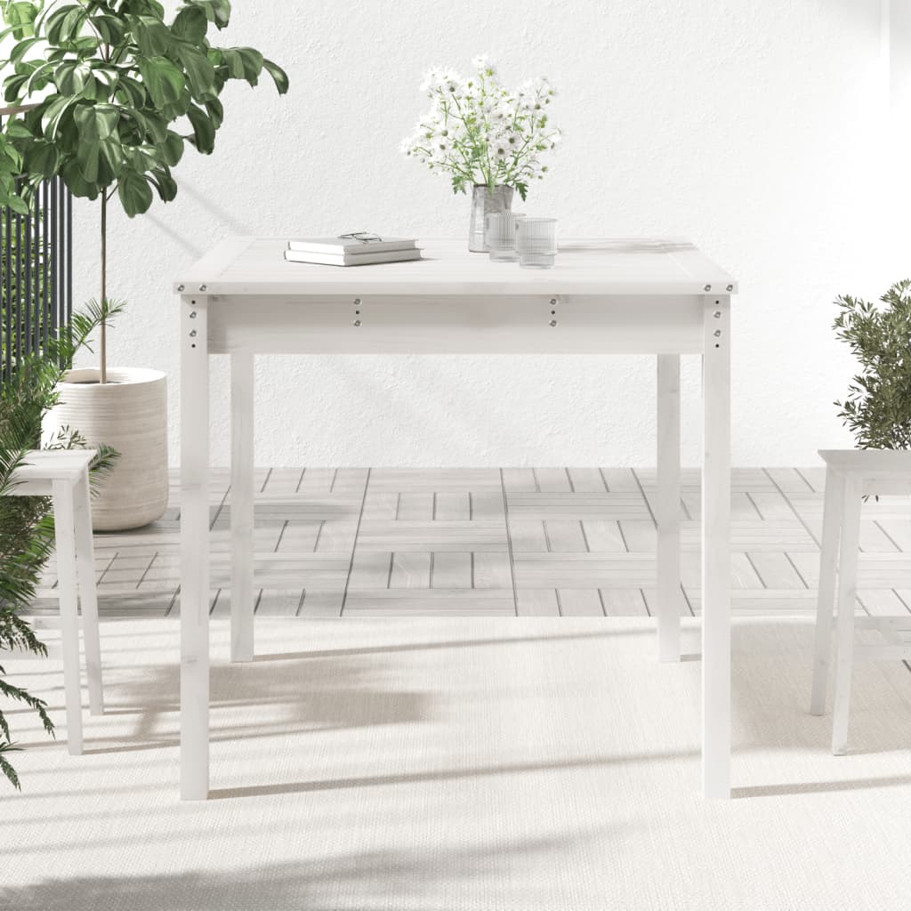 vidaXL Τραπέζι Κήπου Λευκό 82,5 x 82,5 x 76 εκ. από Μασίφ Ξύλο Πεύκου