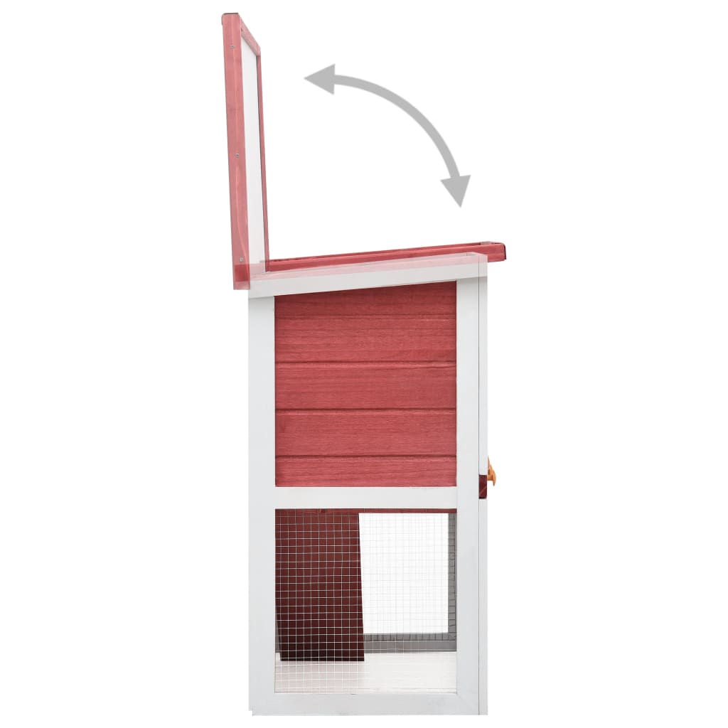 vidaXL Κλουβί Κουνελιών Εξωτερικού Χώρου με 1 Πόρτα Κόκκινο Ξύλινο