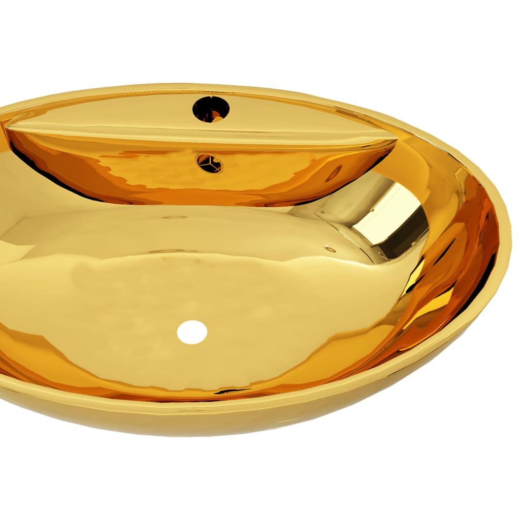 vidaXL Νιπτήρας με Οπή Υπερχείλισης Χρυσός 58,5x39x21 εκ. Κεραμικός