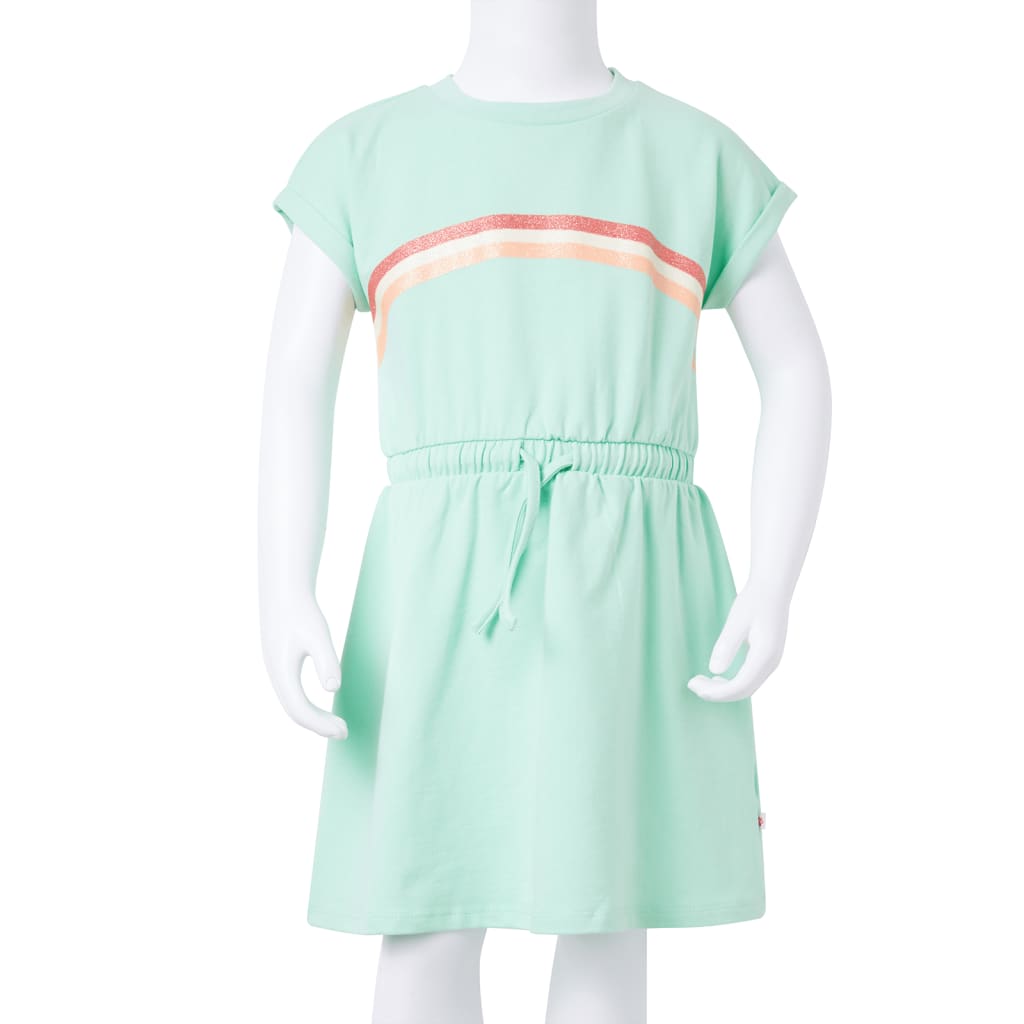 Φόρεμα Παιδικό με Κορδόνι Έντονο Πράσινο 92