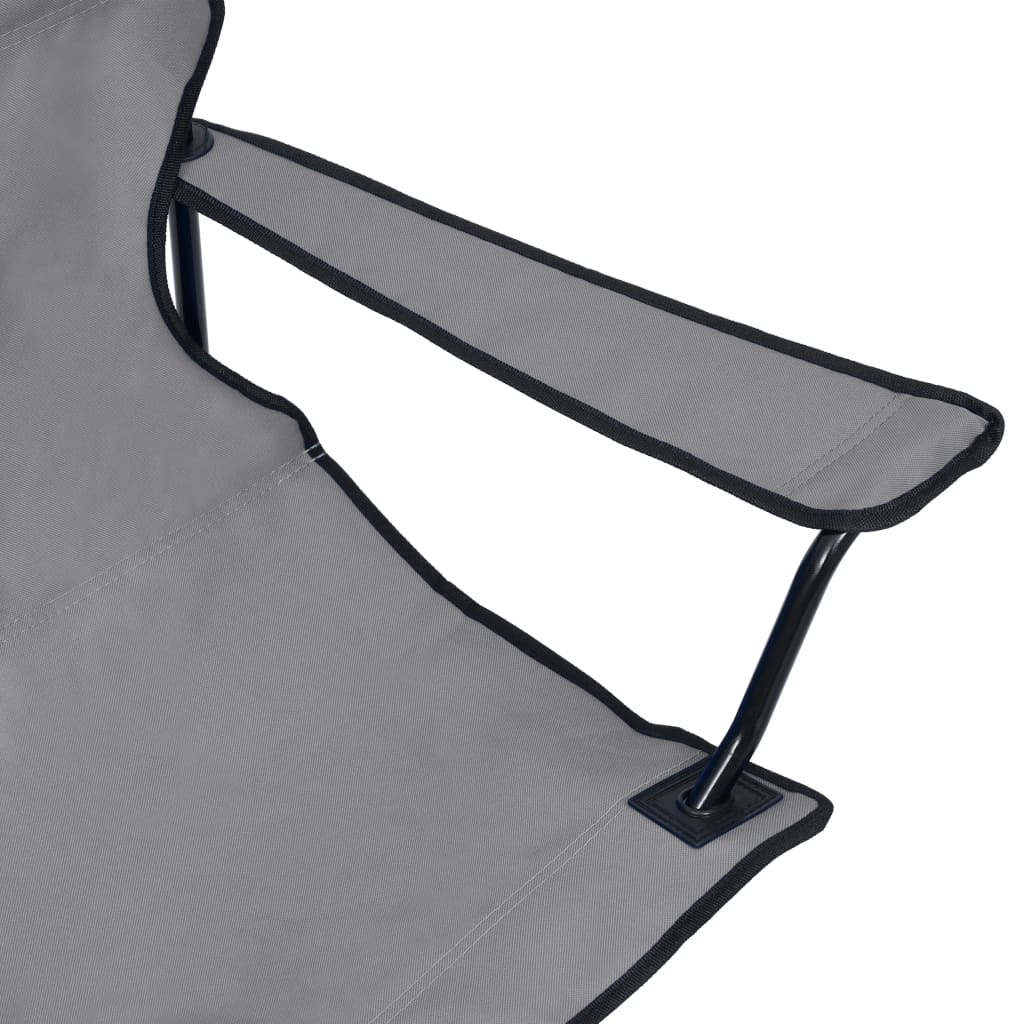vidaXL Καρέκλα Κάμπινγκ Διθέσια Πτυσσόμενη Γκρι από Ατσάλι / Ύφασμα