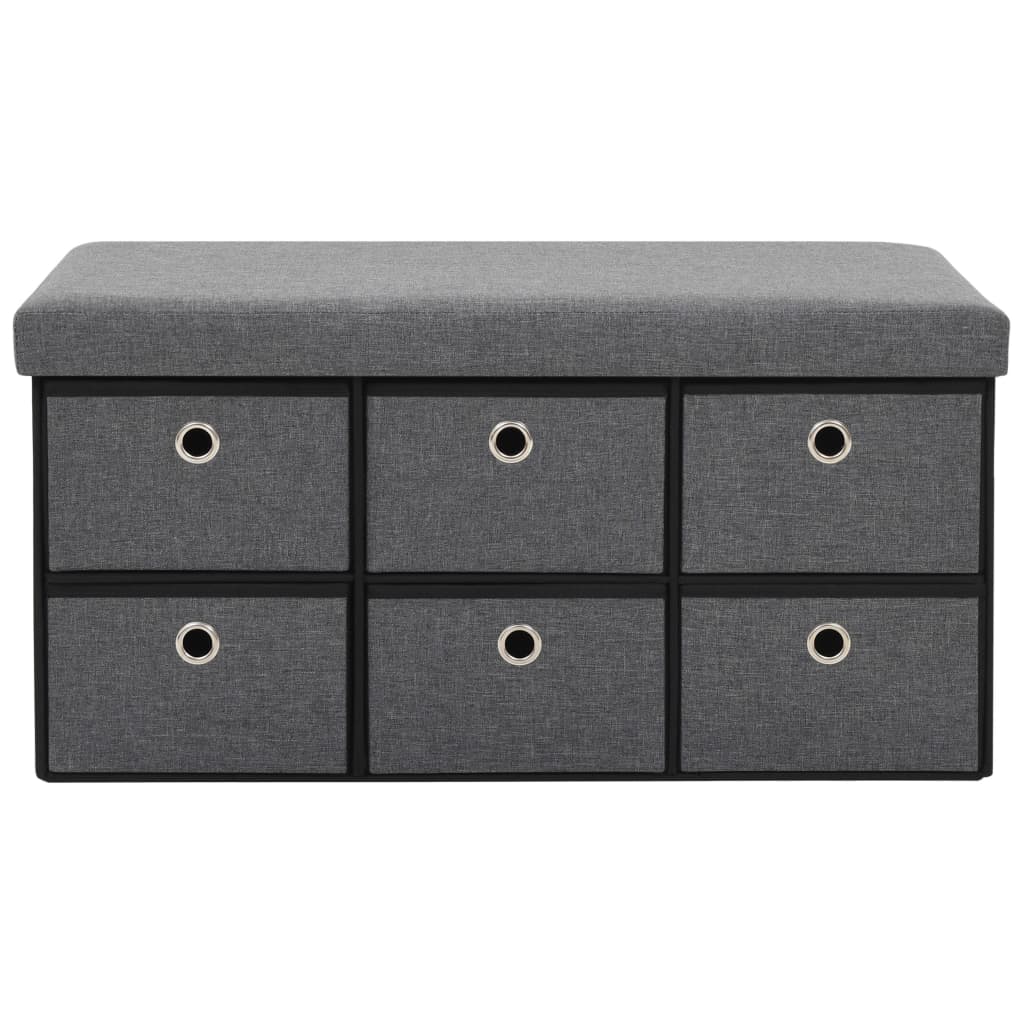 vidaXL Πάγκος Αποθήκευσης Σκούρο Γκρι 76x38x38 εκ. Συνθετικό Λινό