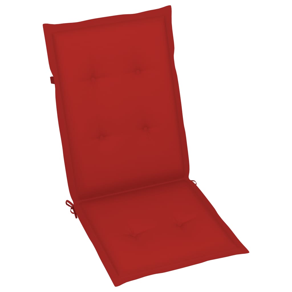 vidaXL Καρέκλες Κήπου 4 τεμ. από Μασίφ Ξύλο Teak με Κόκκινα Μαξιλάρια