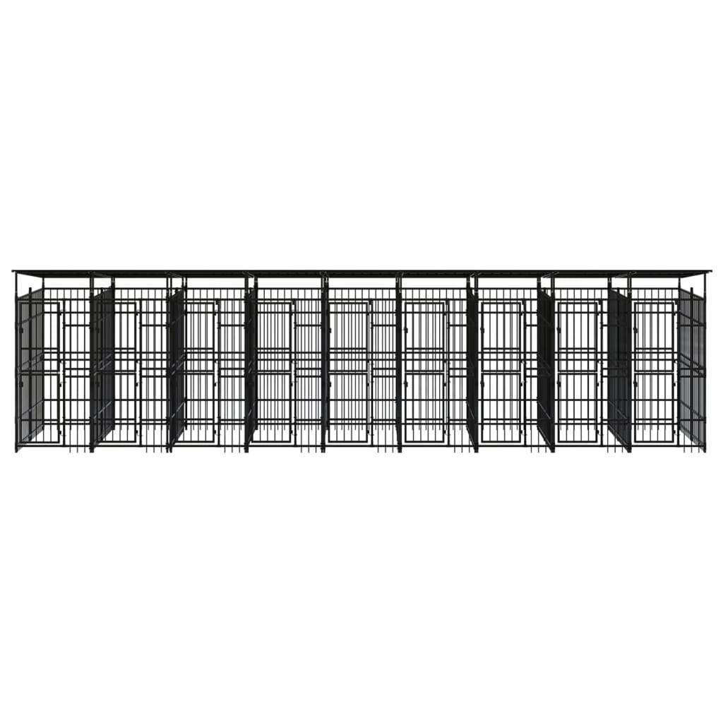 vidaXL Κλουβί Σκύλου Εξωτερικού Χώρου με Οροφή 16,59 μ² από Ατσάλι