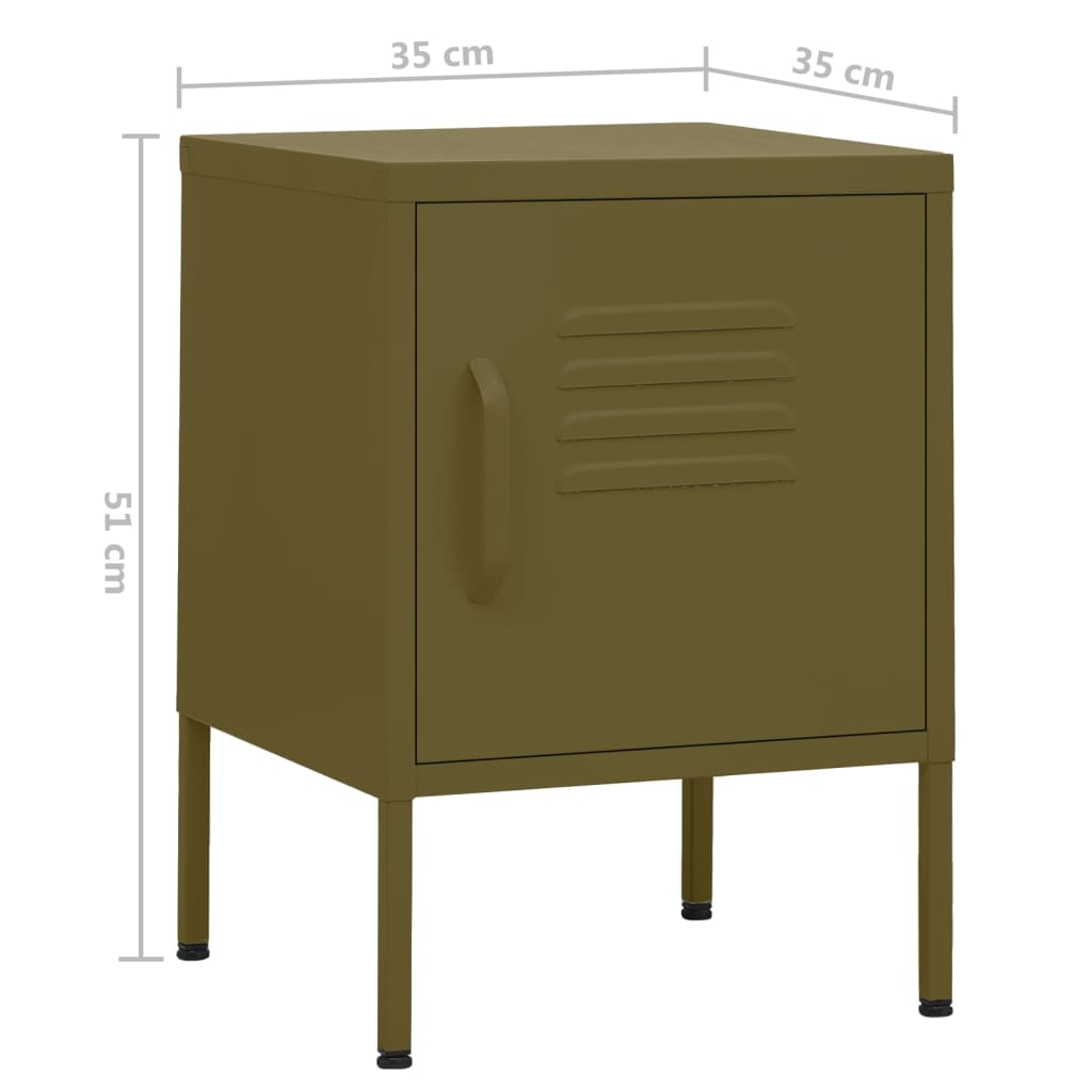 vidaXL Κομοδίνο Πράσινο Λαδί 35 x 35 x 51 εκ. από Ατσάλι
