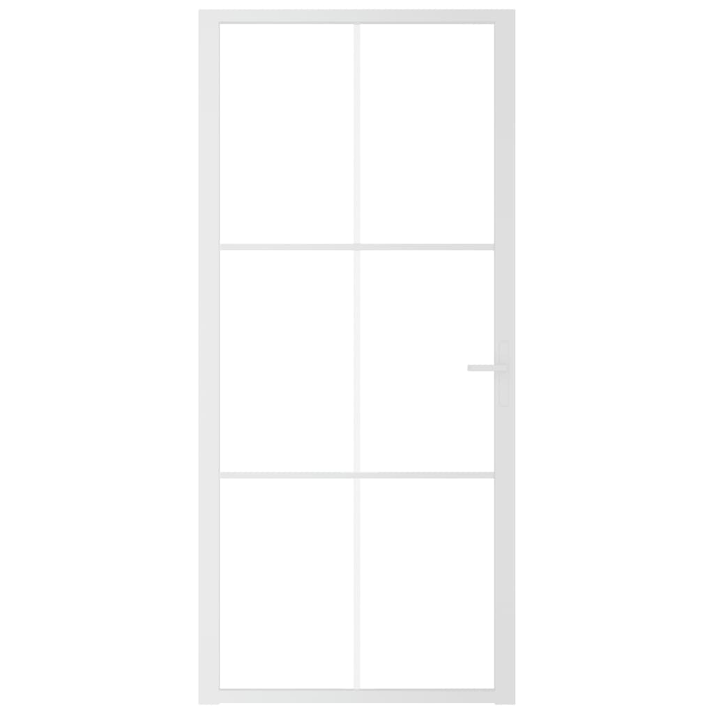 vidaXL Εσωτερική Πόρτα 93x201,5 εκ. Λευκό ESG Γυαλί και Αλουμίνιο