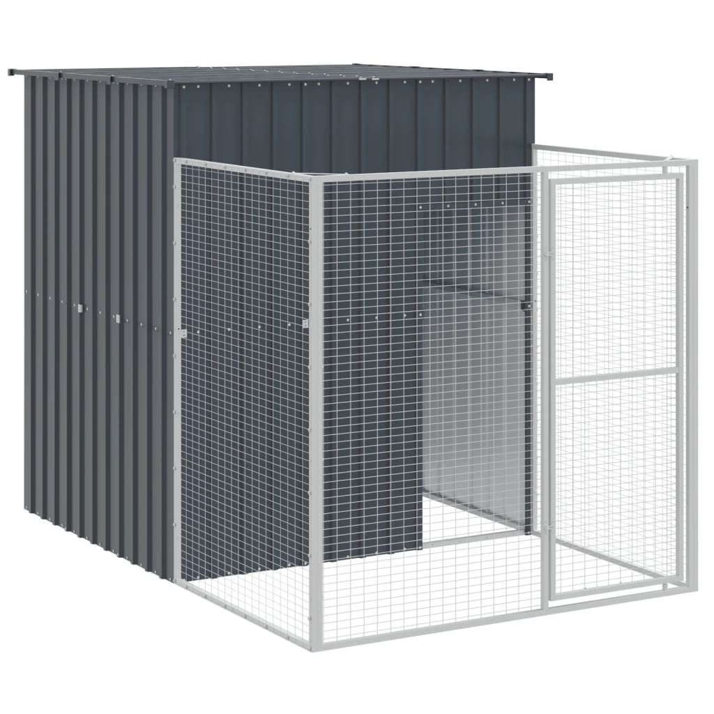 vidaXL Σπιτάκι Σκύλου με Αυλή Ανθρακί 165x1271x181 εκ. Γαλβαν. Χάλυβας