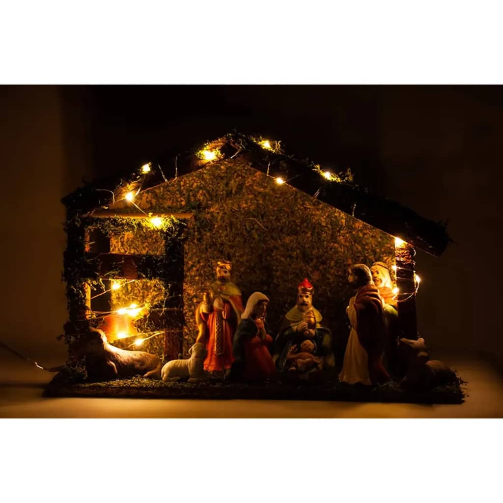 HI Φάτνη Φωτιζόμενη Χριστουγεννιάτικο Διακοσμητικό με LED Ξύλινο