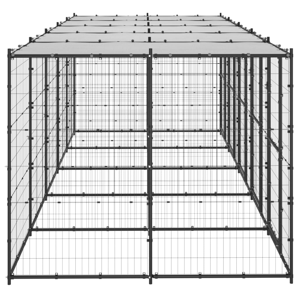 vidaXL Κλουβί Σκύλου Εξωτερικού Χώρου με Στέγαστρο 12,1 μ² από Ατσάλι