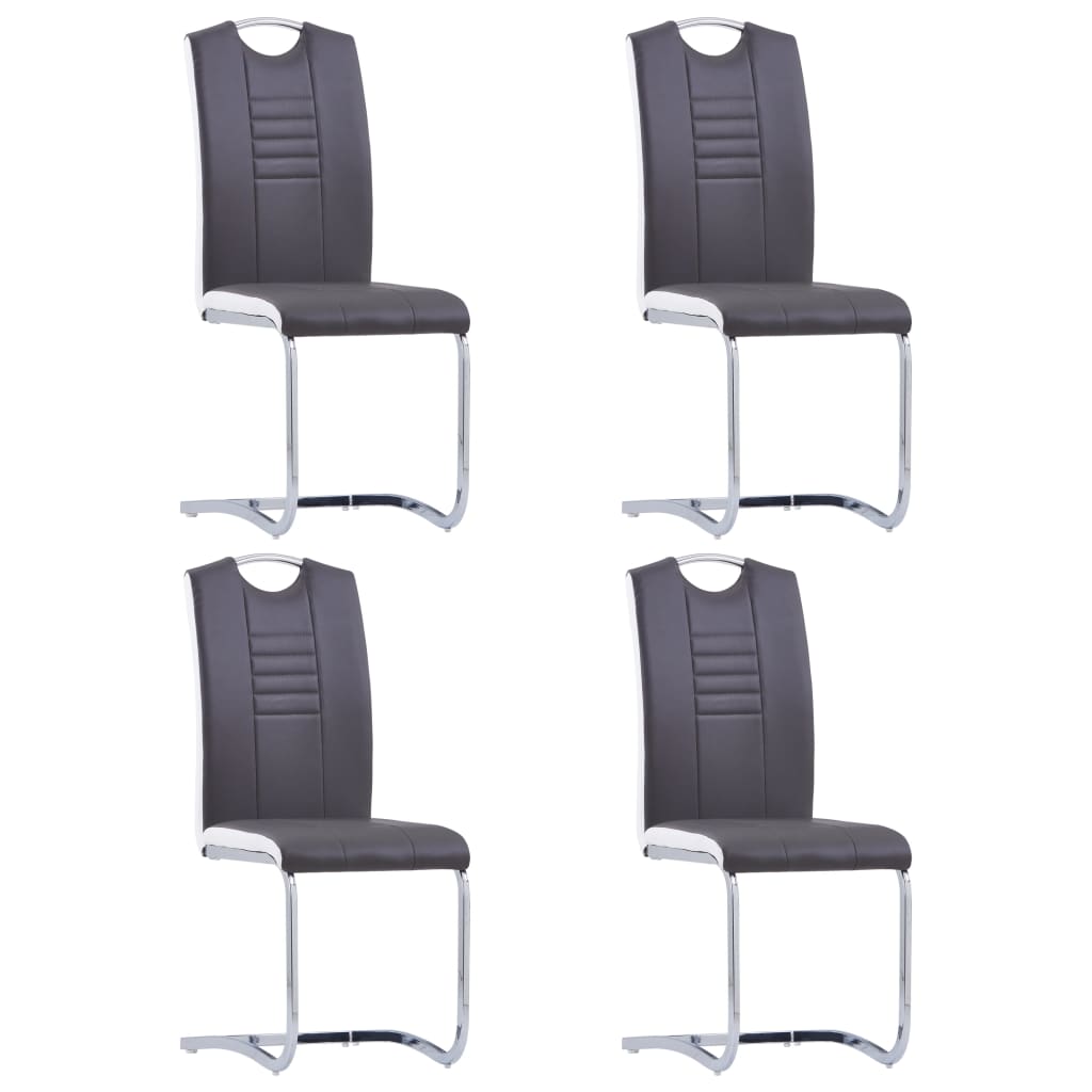 vidaXL Καρέκλες Τραπεζαρίας «Πρόβολος» 4 τεμ. Γκρι από Συνθετικό Δέρμα