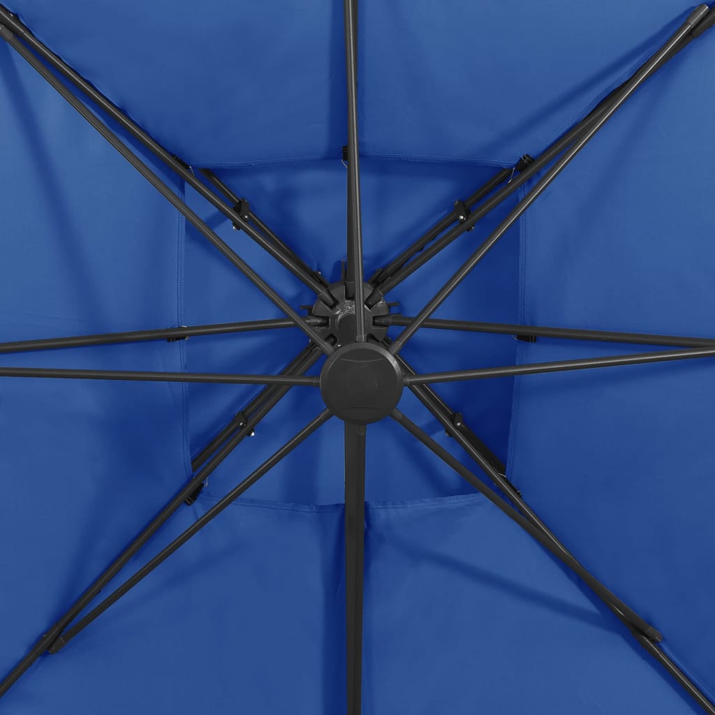 vidaXL Ομπρέλα Κρεμαστή με Διπλή Οροφή Αζούρ Μπλε 300 x 300 εκ.