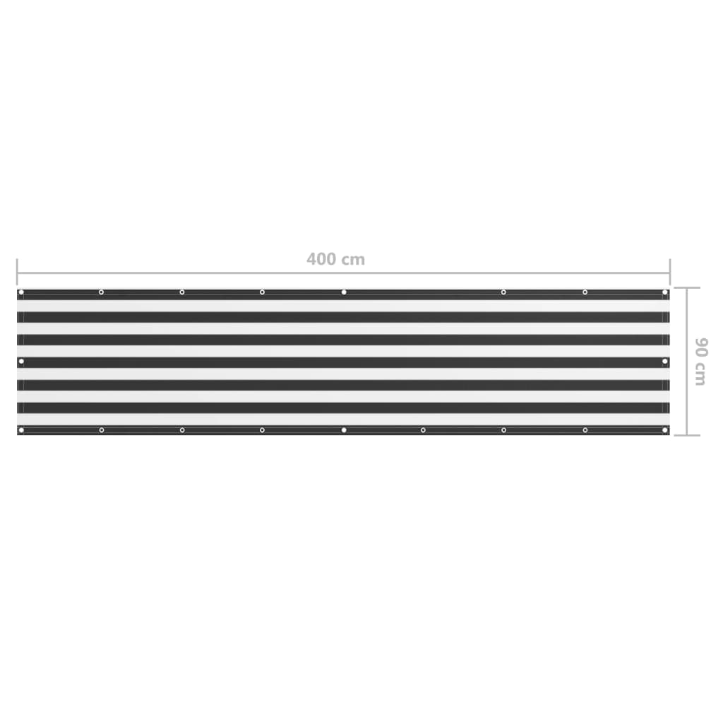vidaXL Διαχωριστικό Βεράντας Ανθρακί/Λευκό 90 x 400 εκ. Ύφασμα Oxford