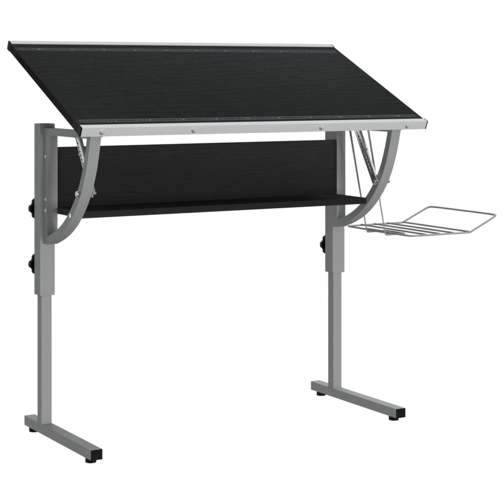 vidaXL Γραφείο Χειροτ. Μαύρο/Γκρι 110x53x(58-87) εκ. Επ. Ξύλο&Ατσάλι