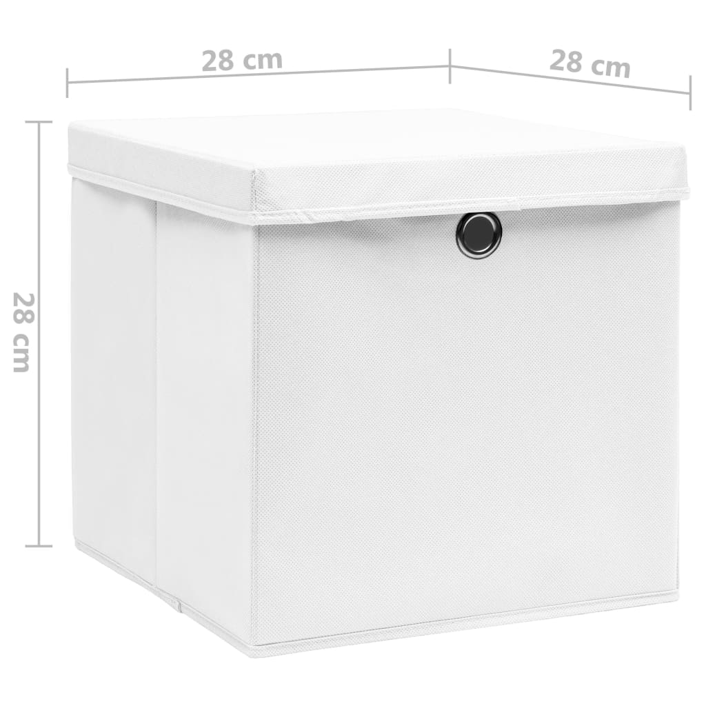 vidaXL Κουτιά Αποθήκευσης με Καπάκια 4 τεμ. Λευκά 28 x 28 x 28 εκ.