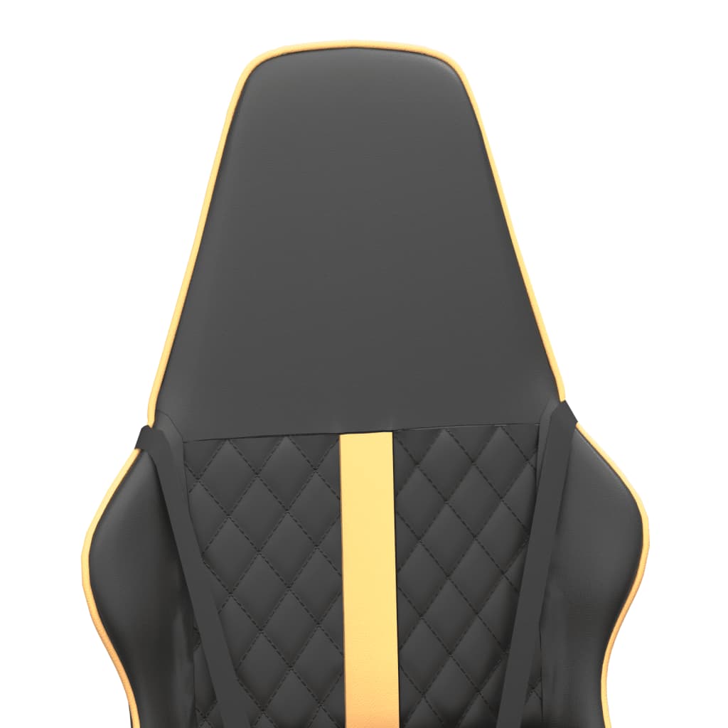 vidaXL Καρέκλα Gaming Μασάζ Χρυσό/Μαύρο από Συνθετικό Δέρμα