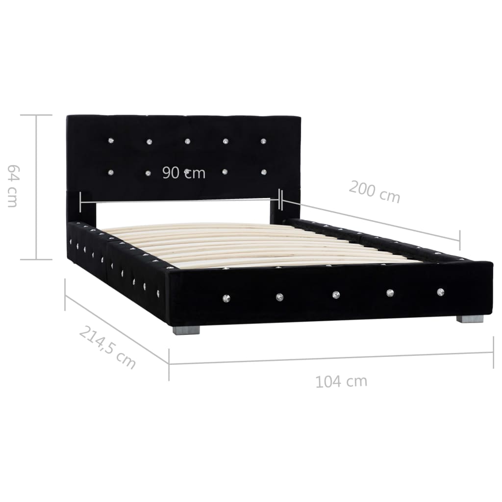 vidaXL Κρεβάτι Μαύρο 90 x 200 εκ. Βελούδινο με Στρώμα Αφρού Μνήμης