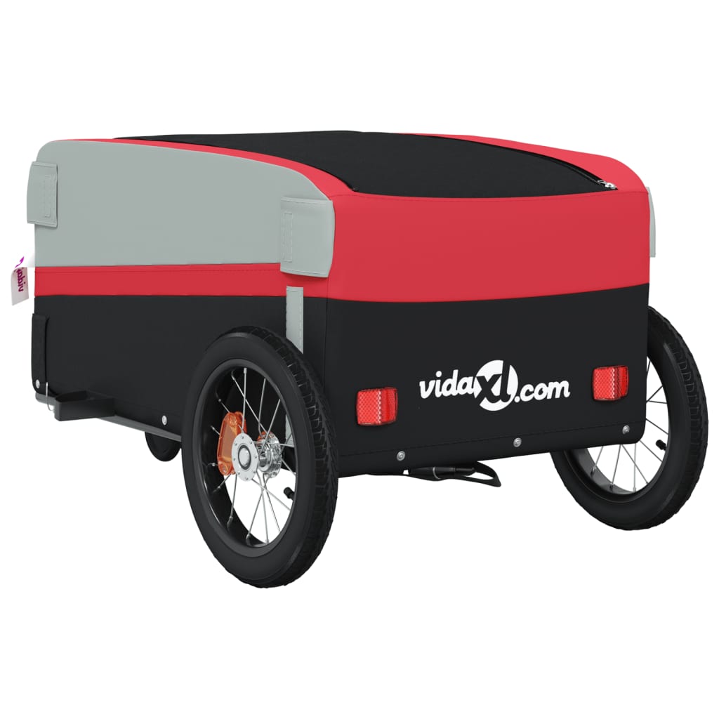 vidaXL Τρέιλερ Ποδηλάτου Μαύρο και Κόκκινο 30 Κιλά από Σίδερο