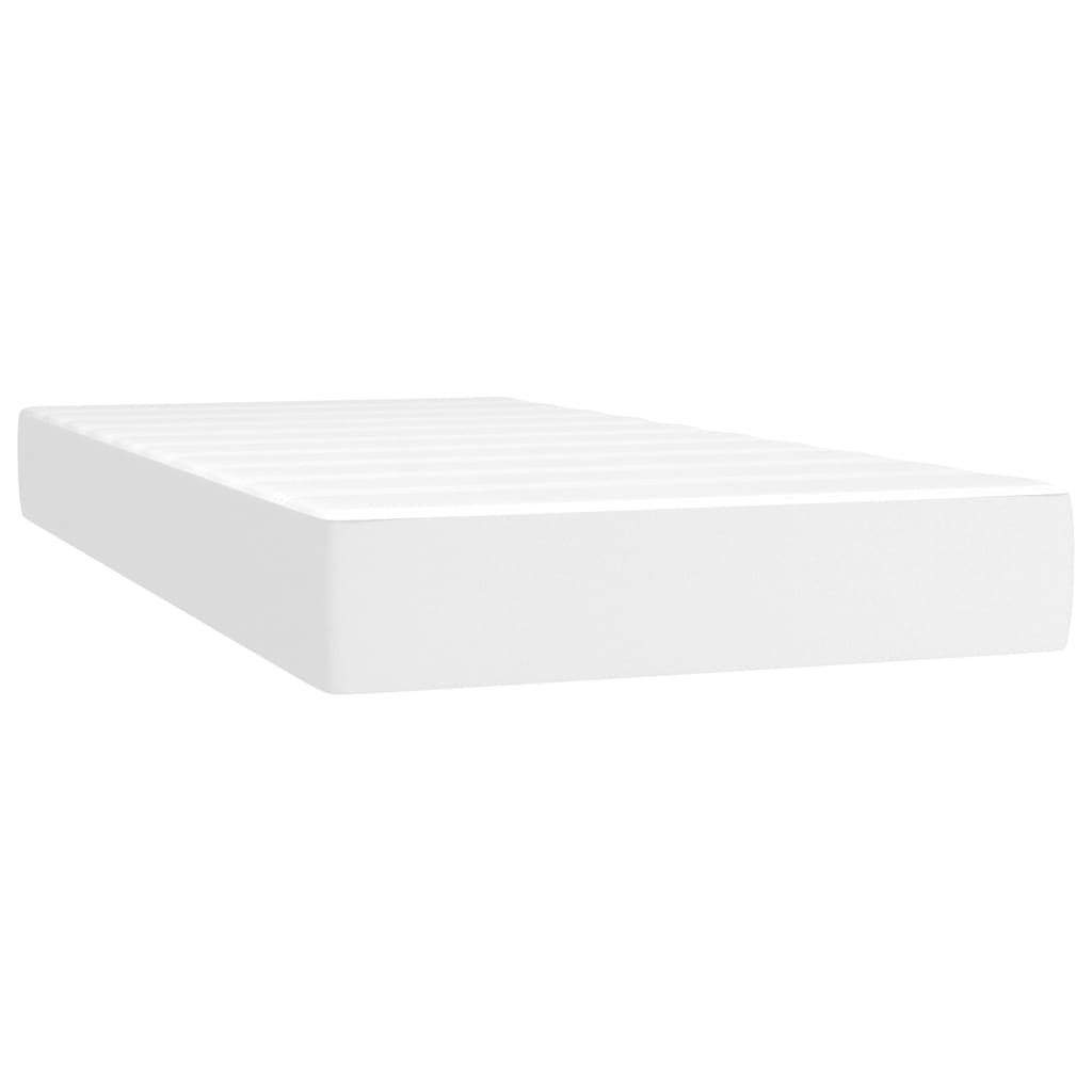 vidaXL Κρεβάτι Boxspring με Στρώμα & LED Λευκό 120x190 εκ. Συνθ. Δέρμα